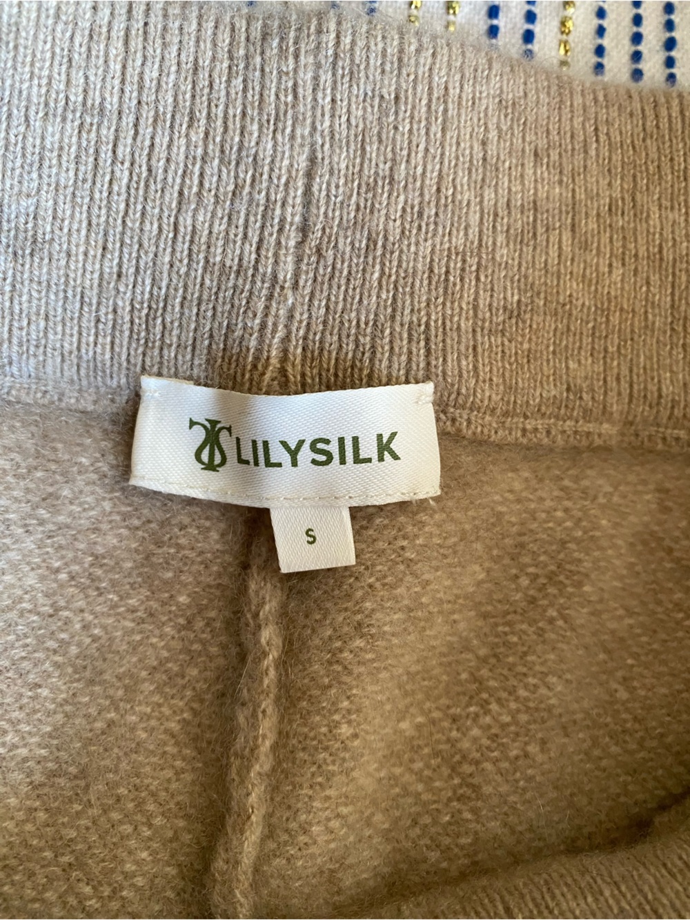 Lilysilk Fluid 100% Cashmere Sweatpants Light Brown Drawstring Sz Small - Picture 9 of 16